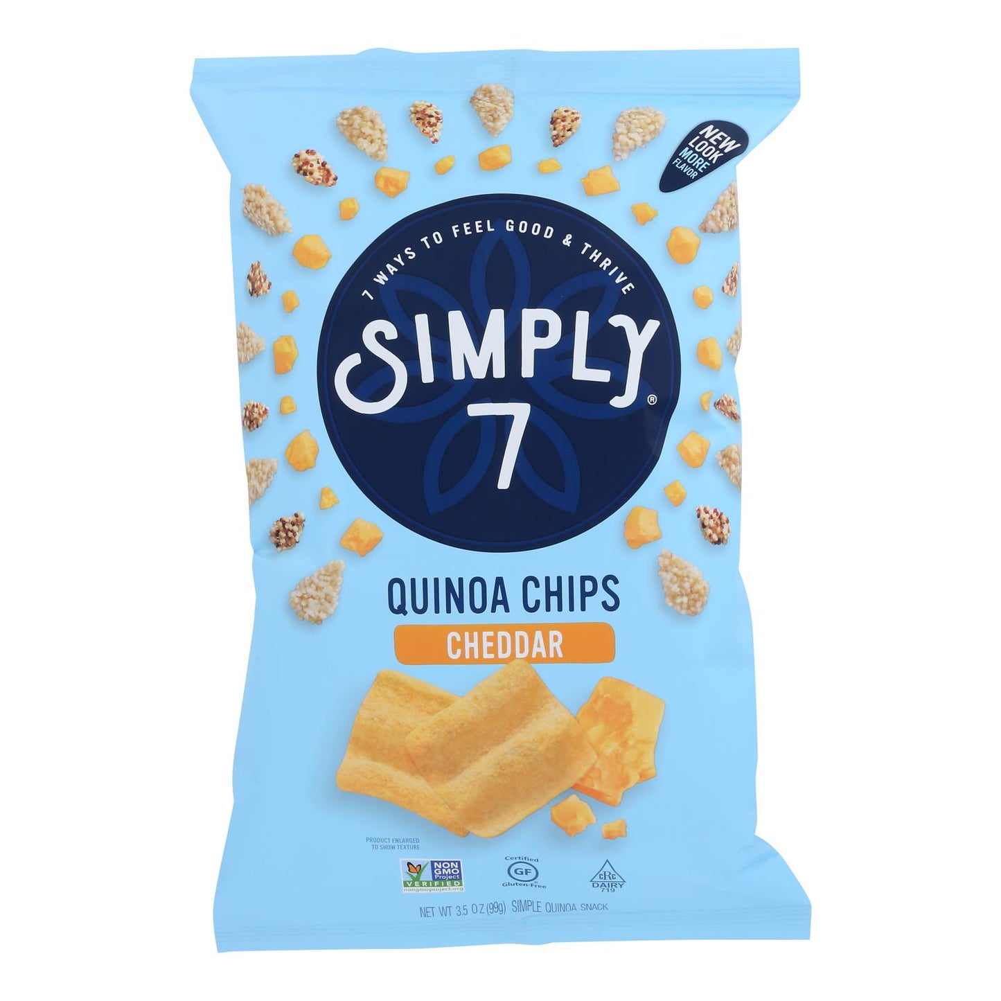 Simply 7 Quinoa Cheddar Chips – 3.5 oz bag, case of 8
