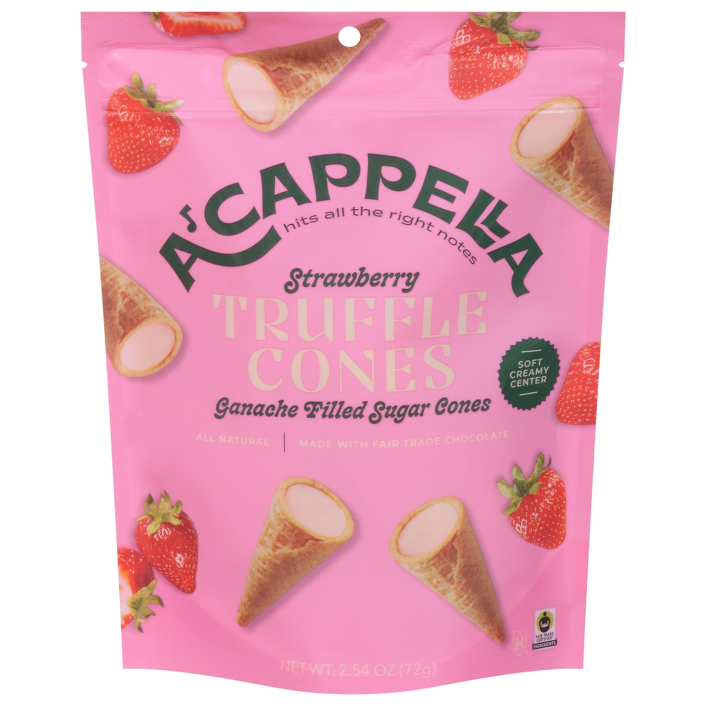 Acappella - Cones Strawbry Truffle - Cs Of 6-2.45 Oz