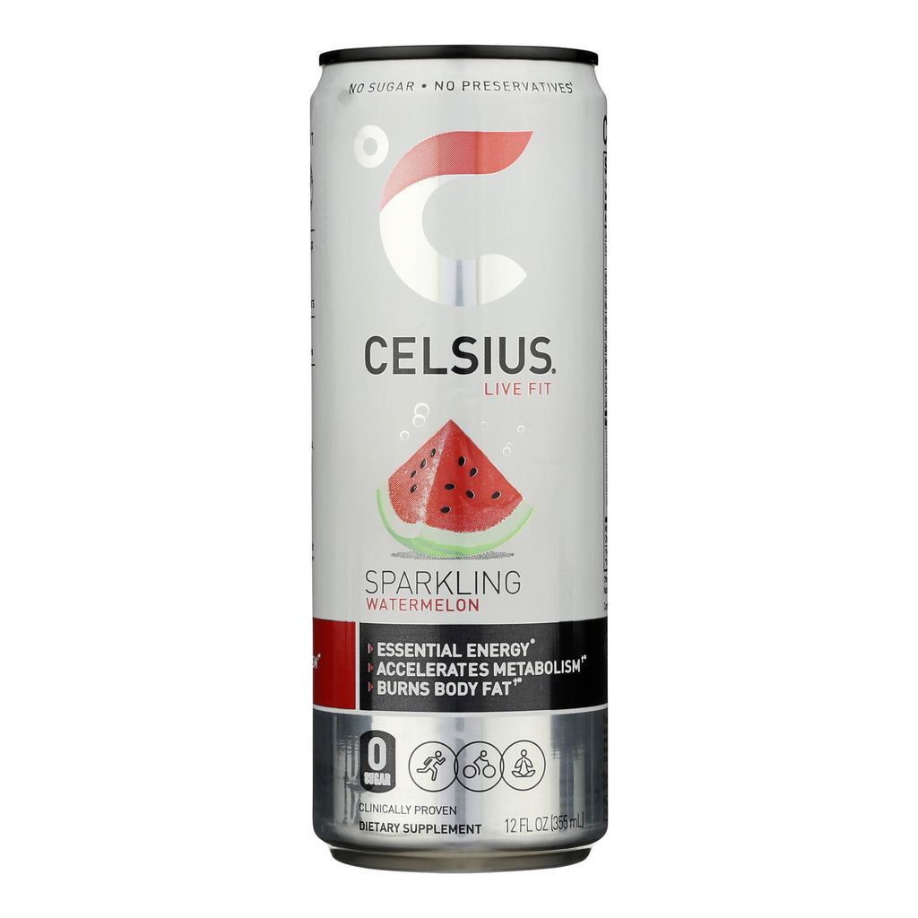 Celsius Live Fit Sparkling Watermelon – 12 pack of 12 oz energy drinks with clean caffeine and natural ingredients.