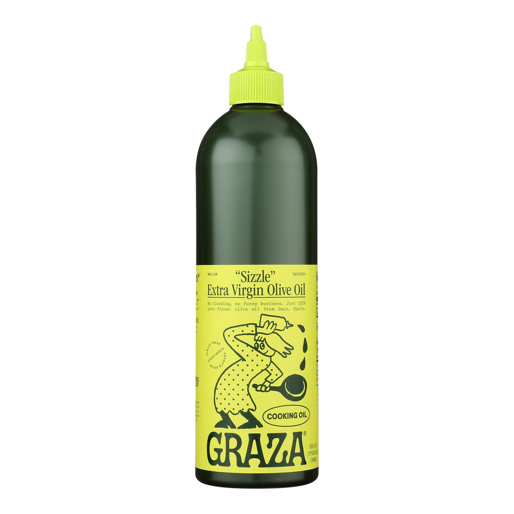 Graza Oil Sizzle Extra Virgin Olive Oil Bottle – 25.3 fl oz for cooking, case of 6.