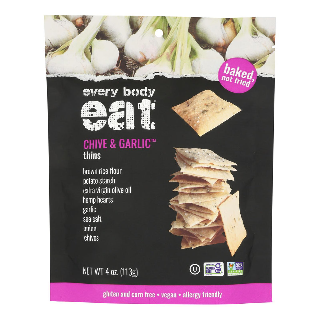 Every Body Eat - Snack Thins Chive/garlic - Case Of 6-4 Oz