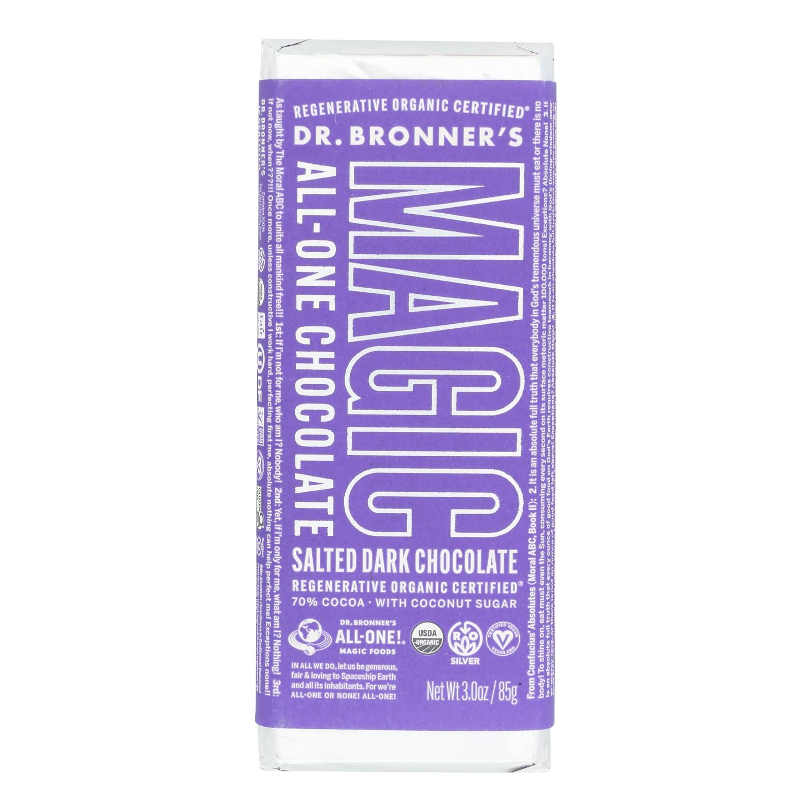 Dr. Bronner's - Bar Chocolate Salted Dark - Case Of 12-3 Oz