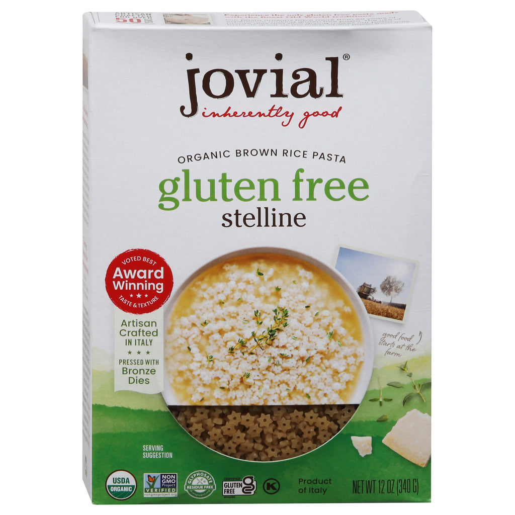 Jovial Organic Brown Rice Stelline Pasta – 12 oz box (Case of 12)