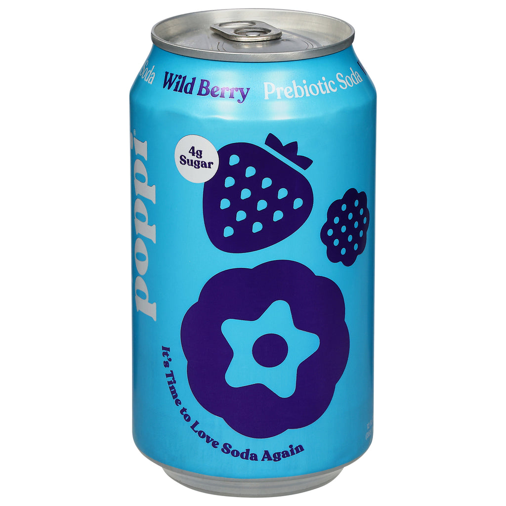 Poppi Prebiotic Wild Berry Soda 12oz Can – Healthy Gut-Friendly Soda Drink