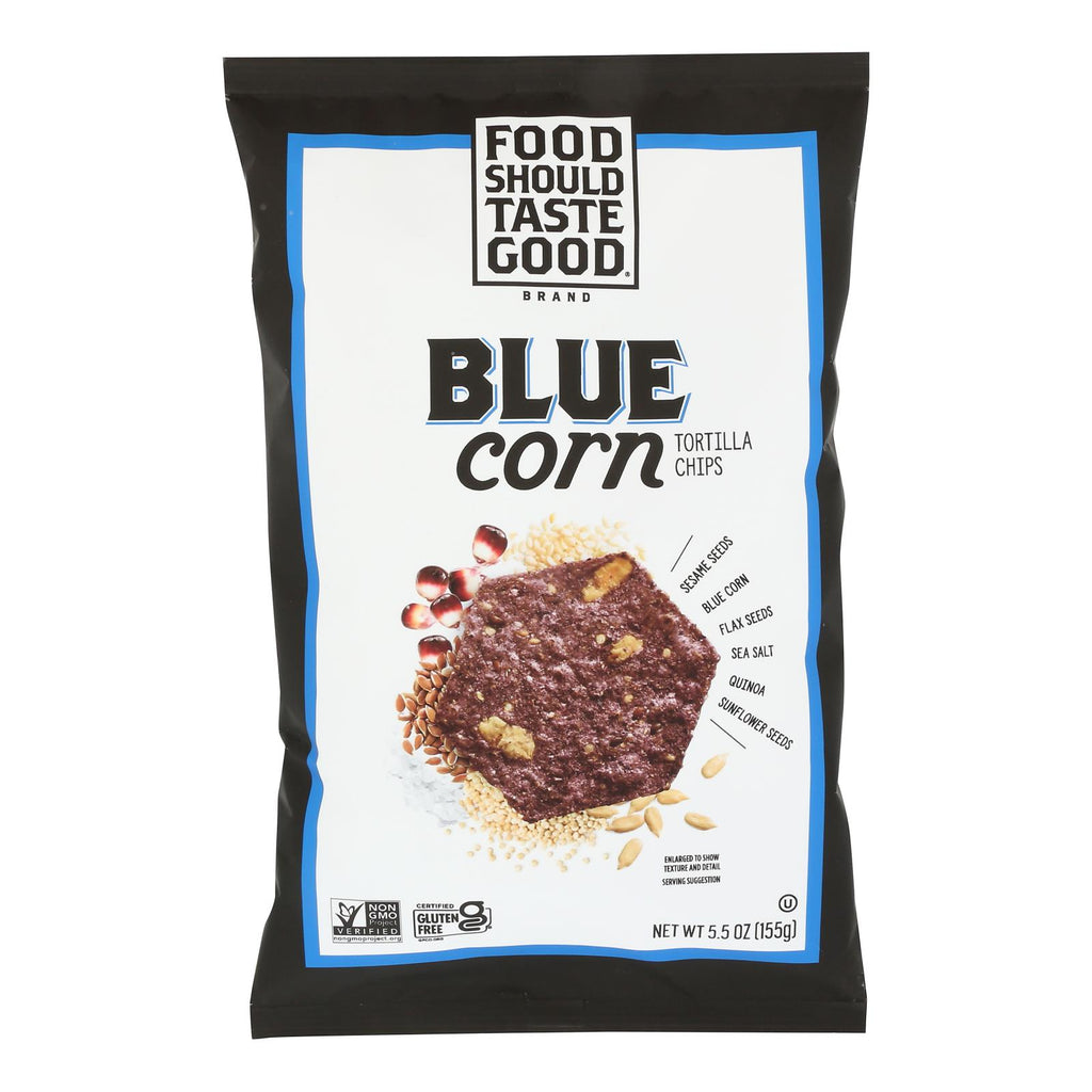 Food Should Taste Good - Tortilla Chips Blue Corn - Cs Of 12-5.5 Oz