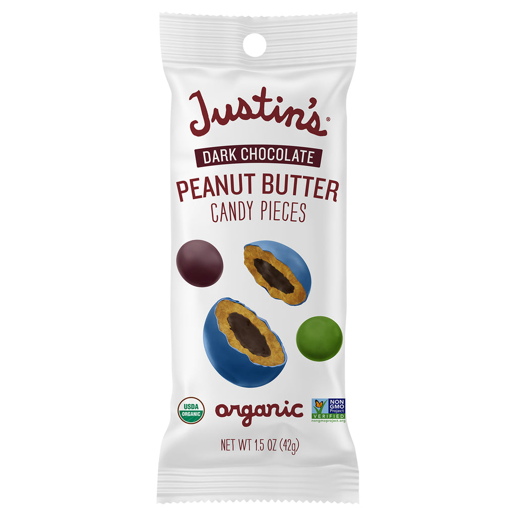 Justin's Dark Chocolate Organic Peanut Butter Pieces 1.5 oz – Pack of 12