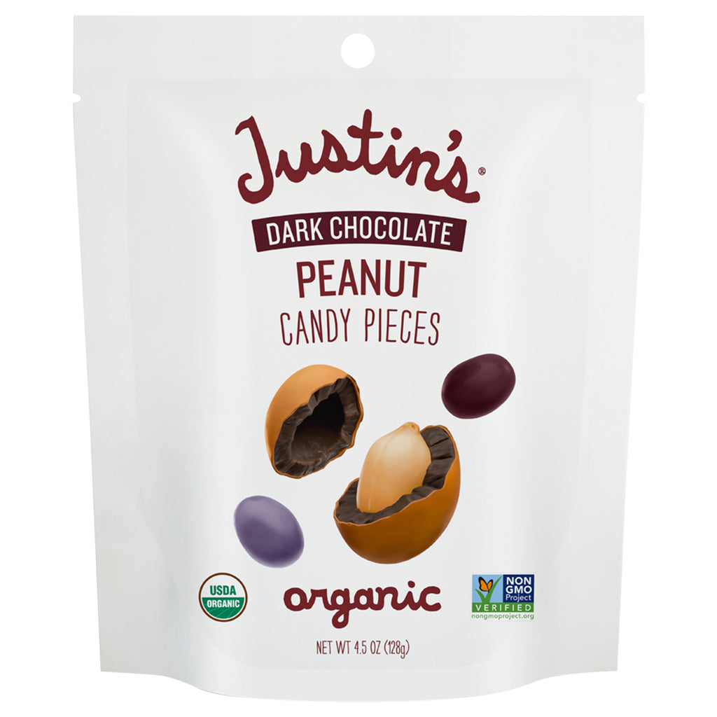 Justin’s Dark Chocolate Organic Peanut Butter Pieces 4.5 oz Bag – Pack of 6