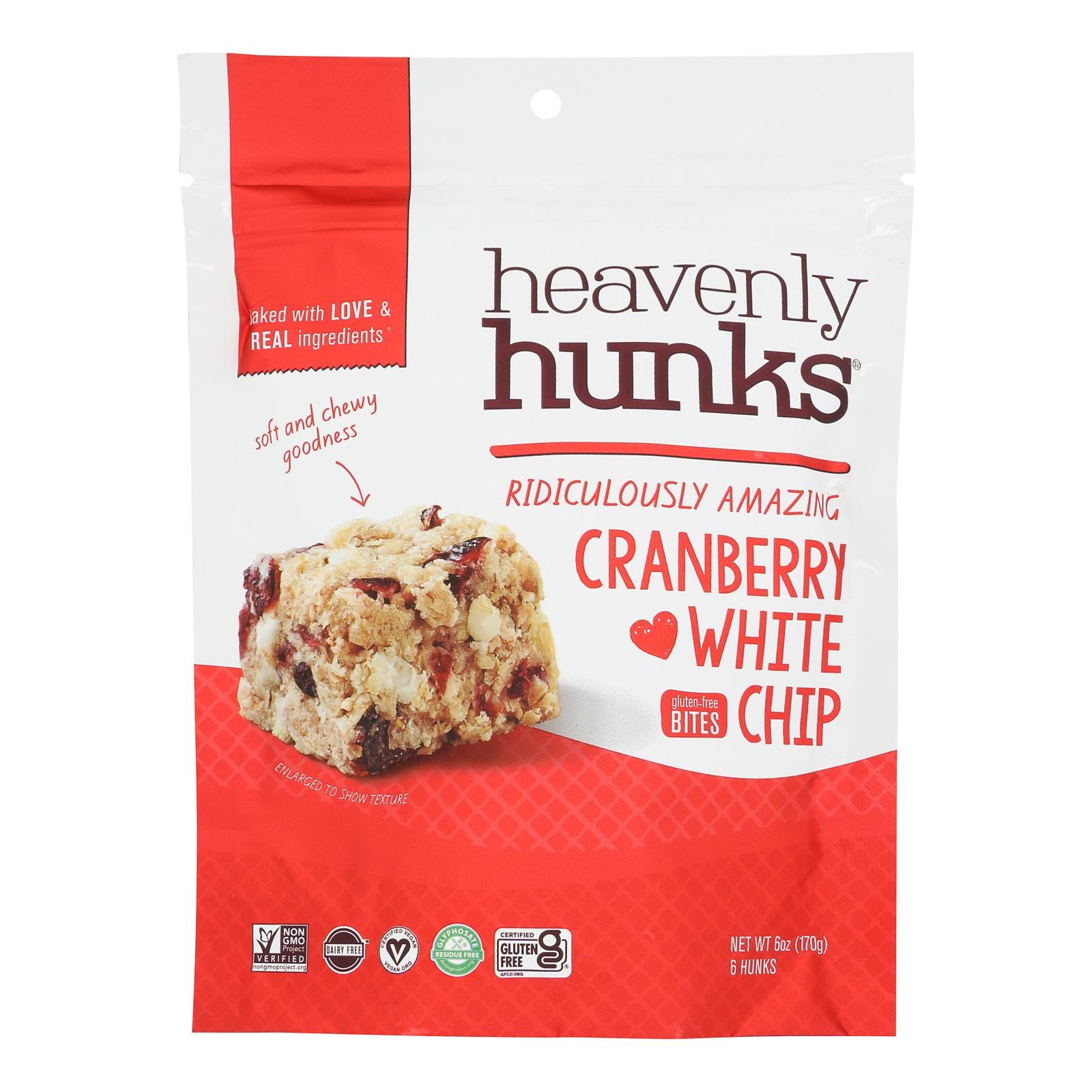 Heavenly Hunks White Chocolate Cranberry Cookie Hunks - Case Of 6 - 6 Oz