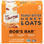 Bob's Red Mill Peanut Butter Honey Oat Bars – 7.4 oz gluten-free oatmeal snack bars, 6-count pack.