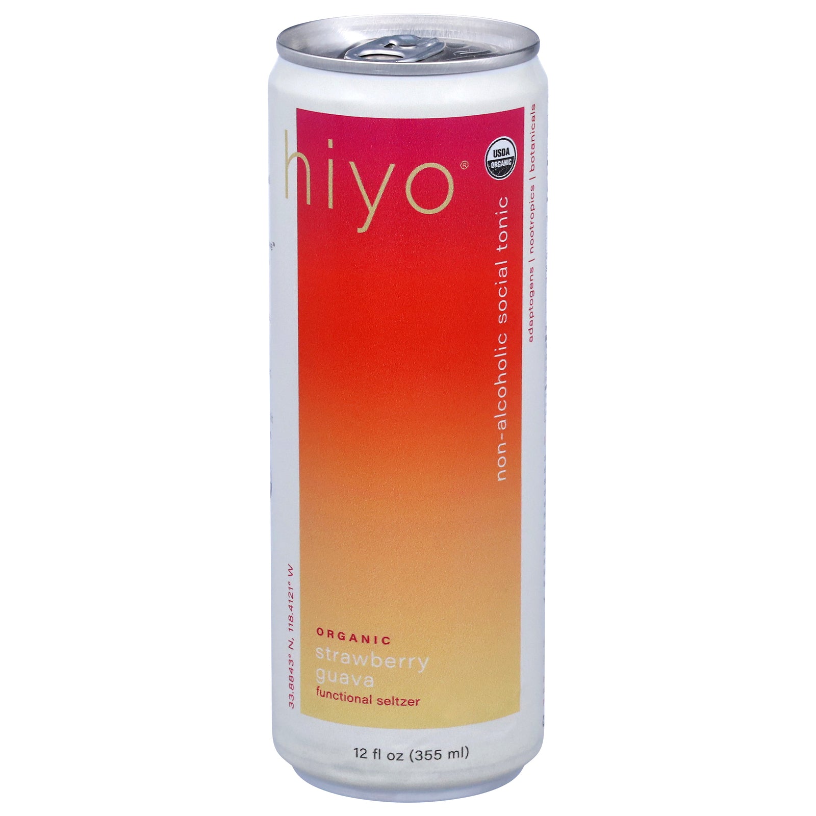 Hiyo Organic Strawberry Guava Seltzer – 12 fl oz Can (Pack of 12)