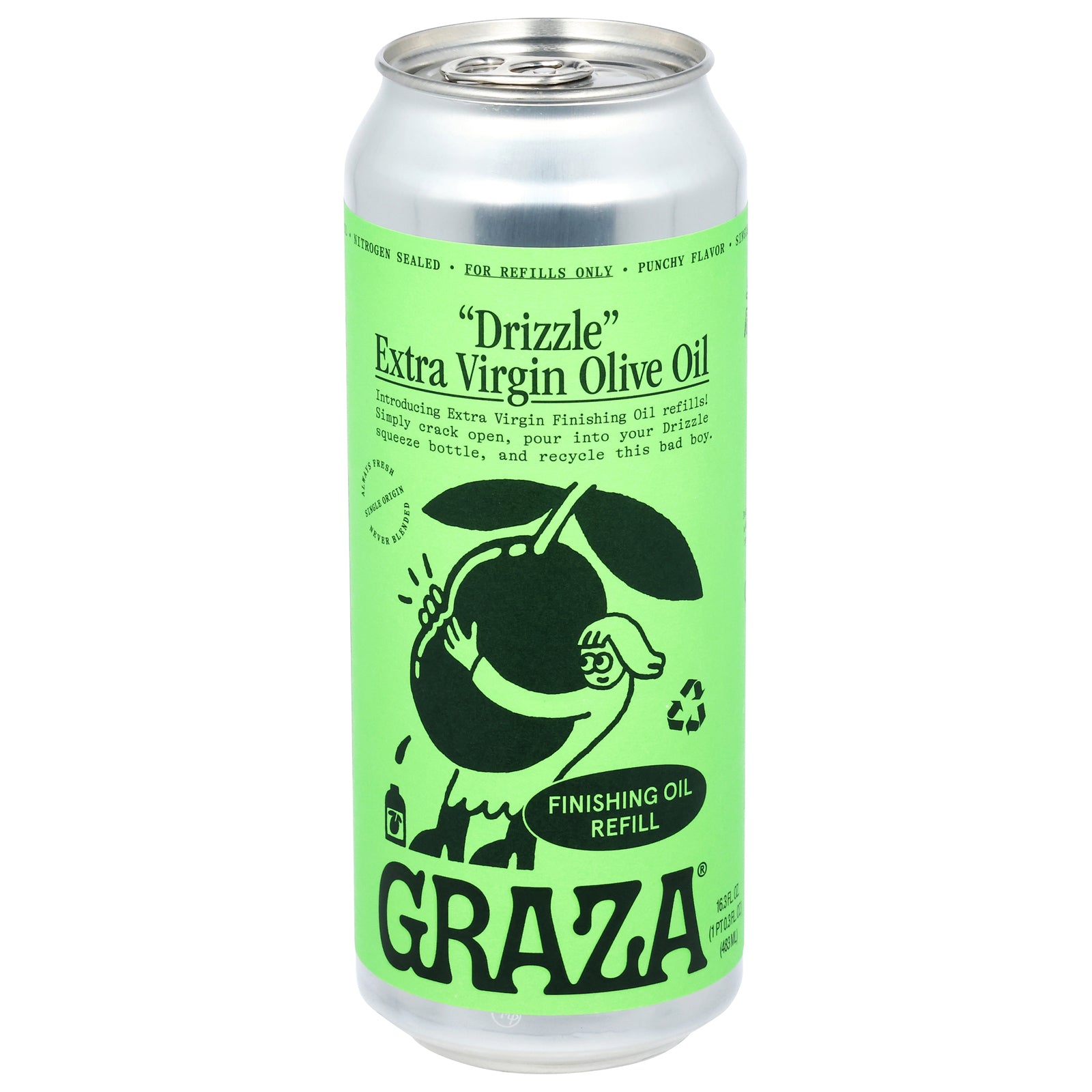 Graza EVOO Drizzle Refill – 16.3 fl oz extra virgin olive oil bottles, 6-pack finishing oil for salads and gourmet dishes.