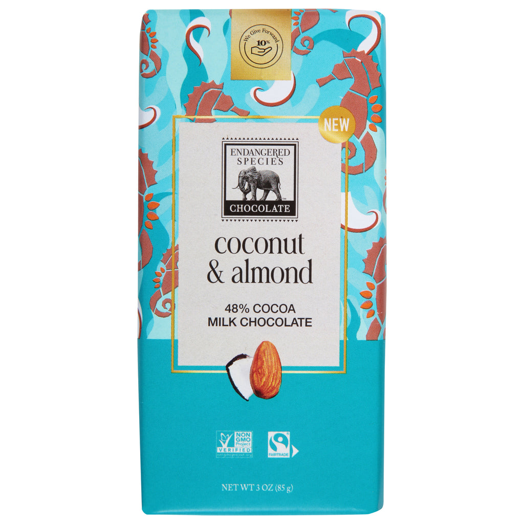 Endangered Species Chocolate - Mlk Choc Coconut Almond - Cs Of 12-3 Oz