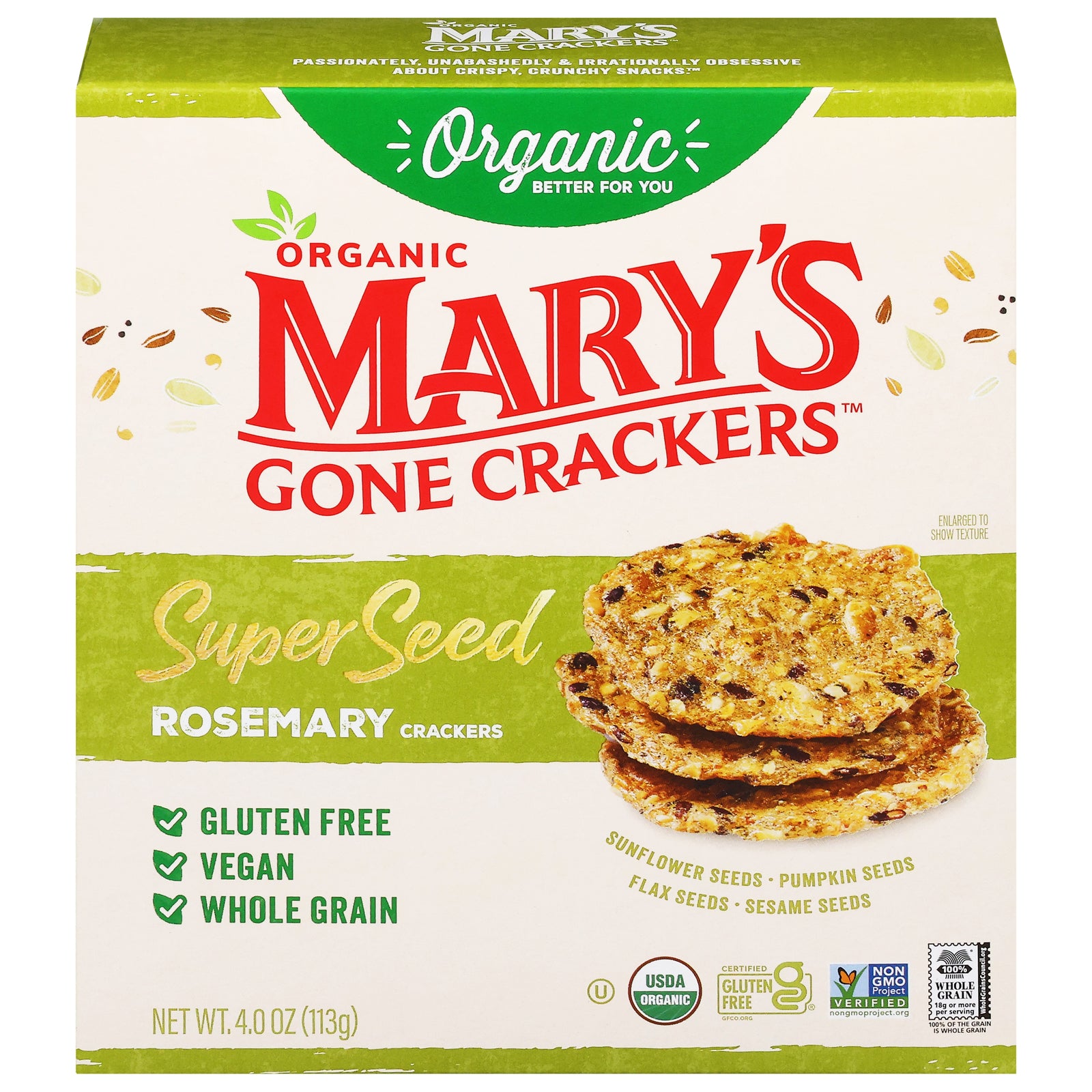 Mary's Gone Crackers - Crckr Og2 Spr Sd Rsmry - Cs Of 6-4 Oz