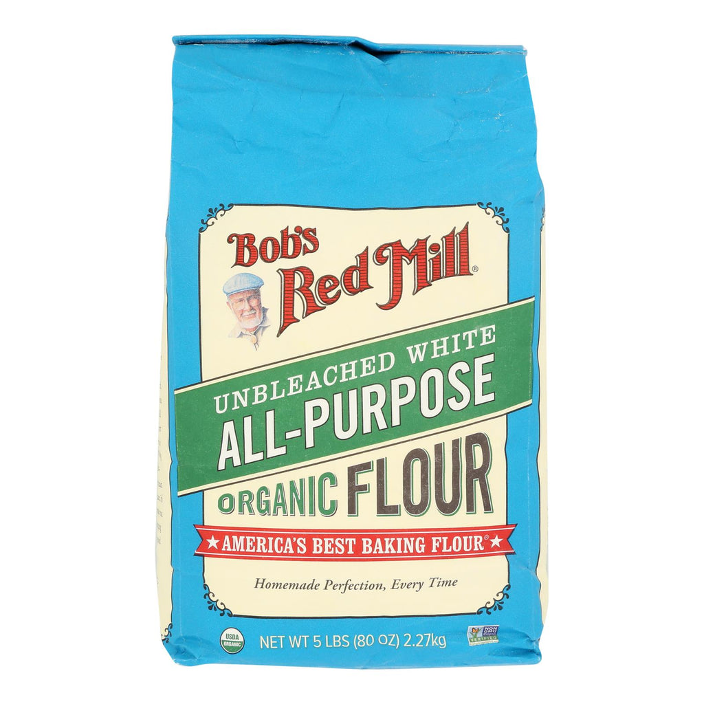 Bob's Red Mill Organic All-Purpose White Flour – 5 lb Bag (Pack of 8)