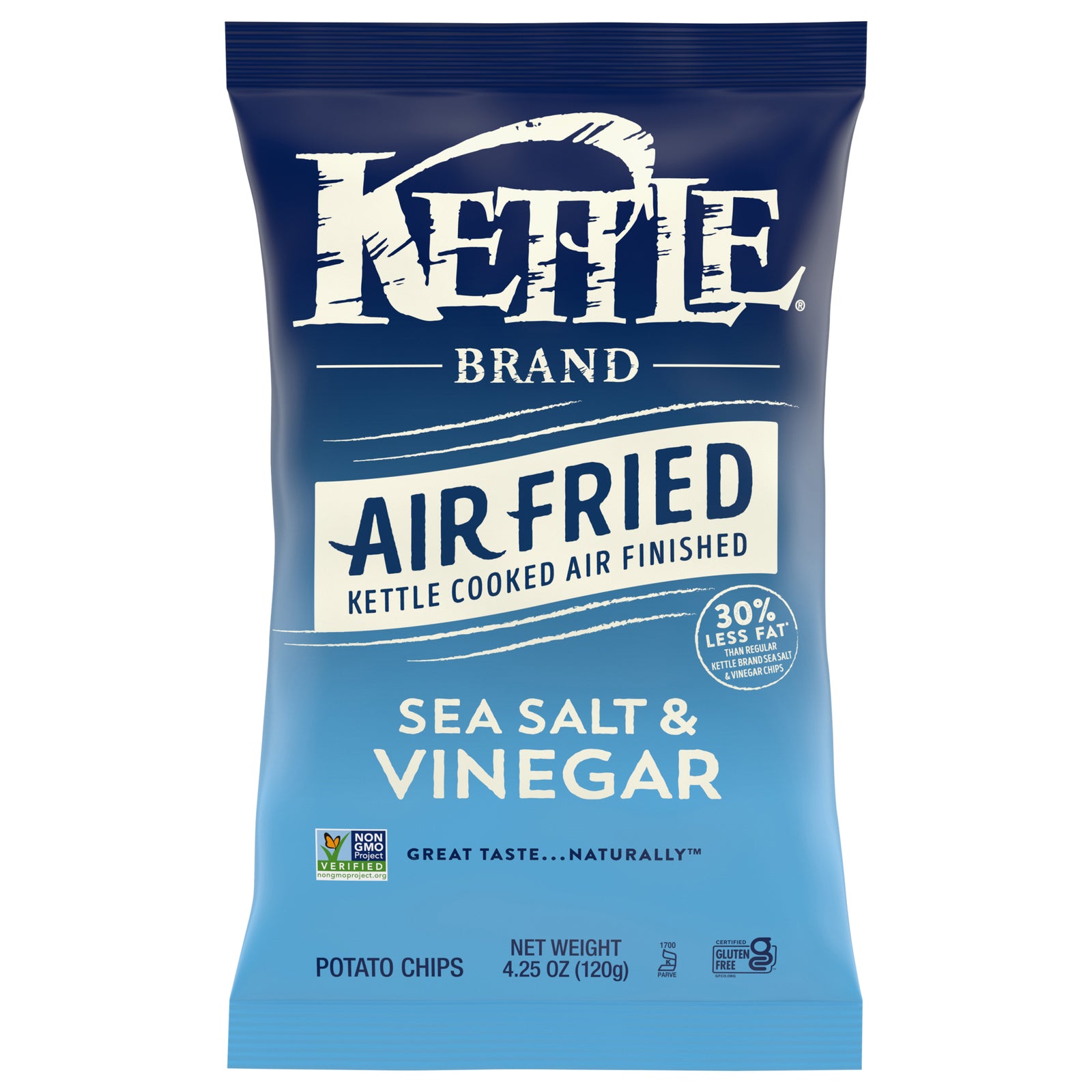 Kettle Brand Air Fried Salt & Vinegar Potato Chips – Case of 15, 4.25 oz Bags