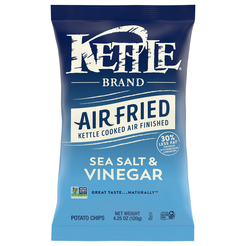 Kettle Brand Air Fried Salt & Vinegar Potato Chips – Case of 15, 4.25 oz Bags