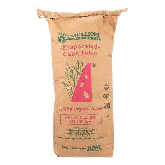 Wholesome Organic Cane Sugar 25lb bulk bag – unrefined natural fair-trade organic sugar for baking and cooking