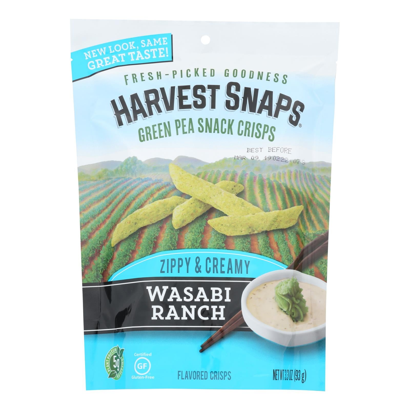 Calbee Snapea Crisp - Snapea Crisps - Wasabi Ranch - Case Of 12 - 3.3 Oz