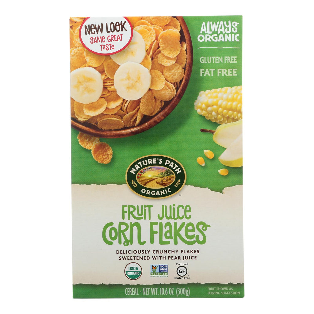 Nature's Path Organic Corn Flakes Cereal Fruit Juice Sweetened 10.6 oz box, case of 12
