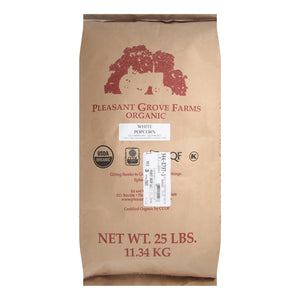 Bulk Grains Organic Popcorn White 25lb bag – non-GMO organic popcorn kernels for air-popping, stovetop, or popcorn machines