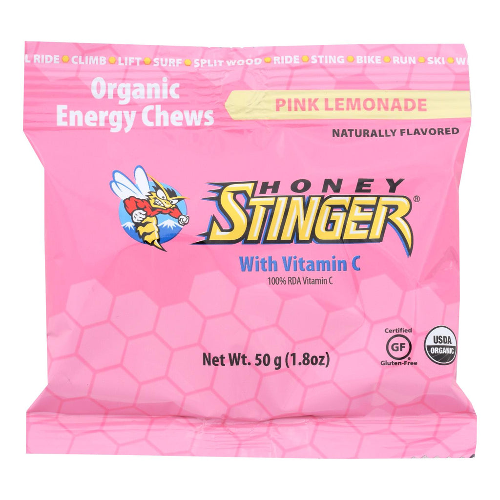 Honey Stinger Energy Chews - Pink Lemonade Flavor - 1.8 oz Pack - Case of 12 - Natural Fuel for Athletes