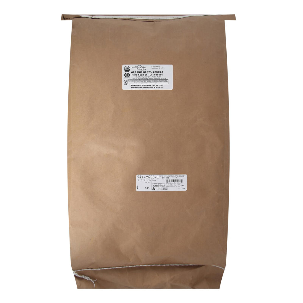 Bulk Organic Brown Lentils 25lb bag – dried beans for sale, high-protein alternative to northern and heirloom beans