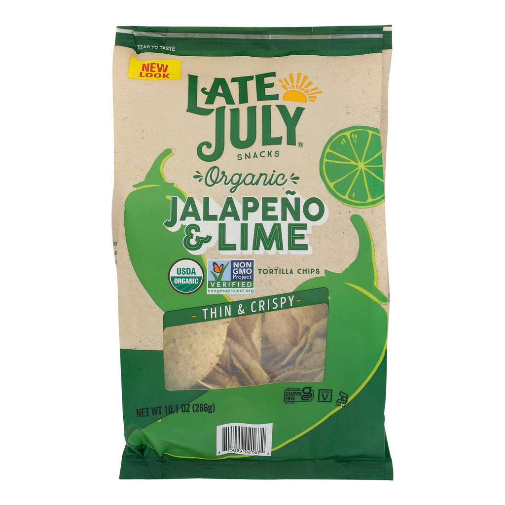 Late July Jalapeño Lime Tortilla Chips 10.1 oz bag – Organic, Case of 9