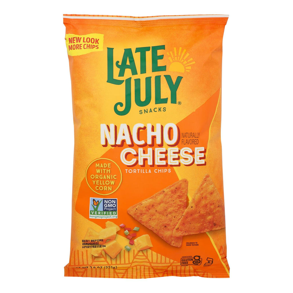 Late July Nacho Cheese Tortilla Chips 7.8 oz bag - Organic, Case of 12