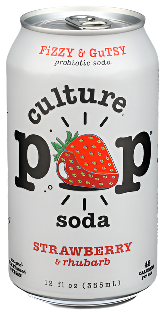 Culture Pop Strawberry Rhubarb Probiotic Soda - 12 FL OZ