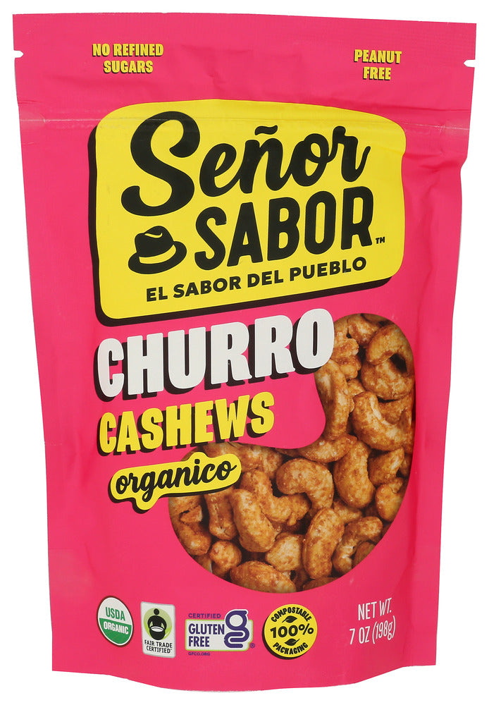 Organic Churro Cashews - 7oz Premium Roasted Nuts by Senor Sabor