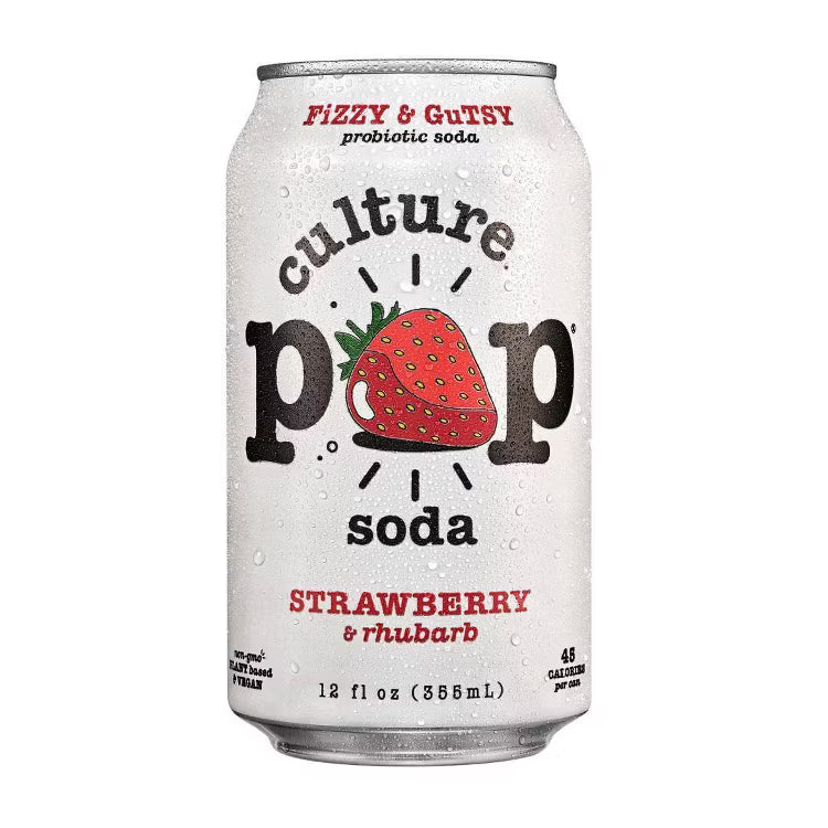 Culture Pop Strawberry Rhubarb Probiotic Soda - 12 FL OZ