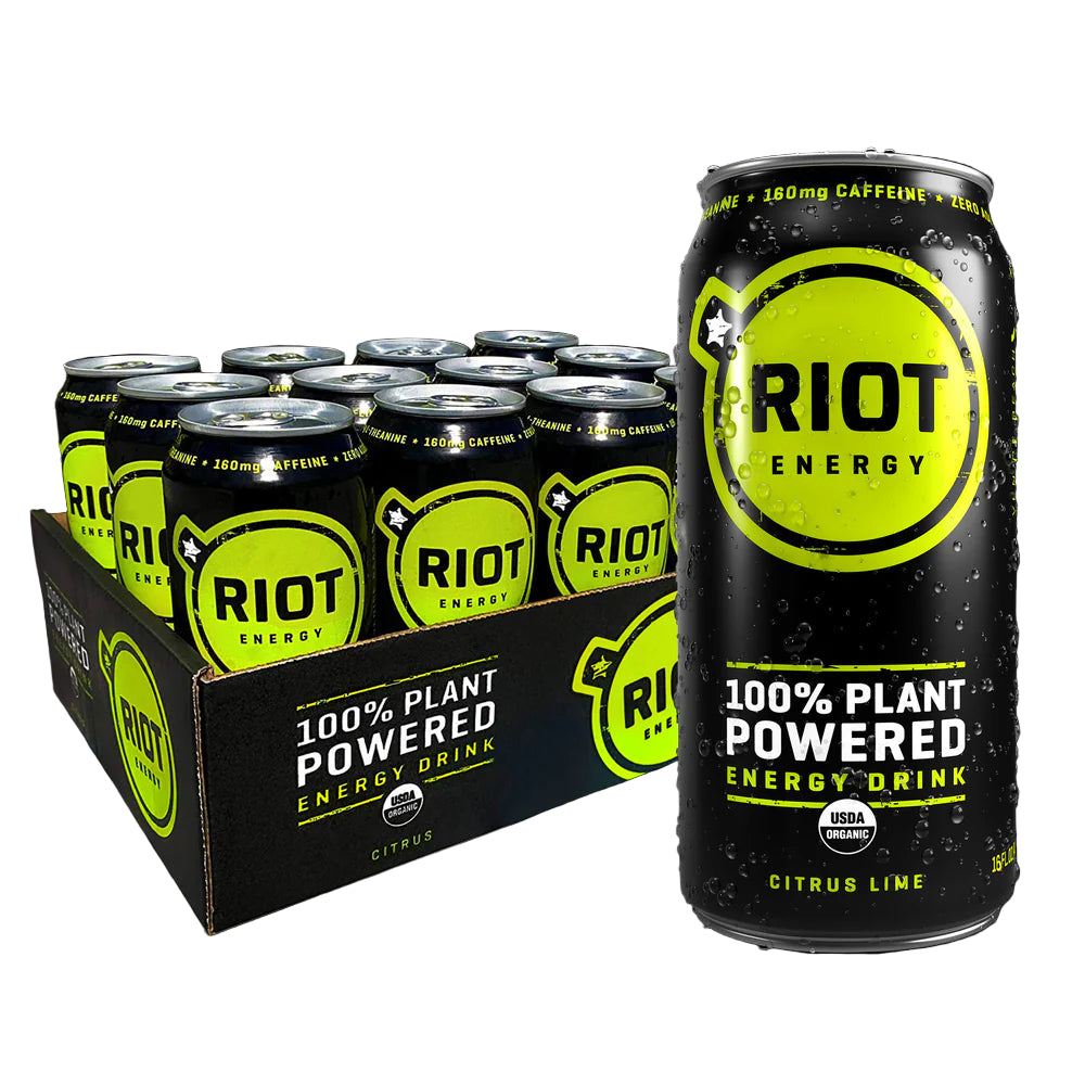 Riot Energy Drink Citrus Lime Org, 16 FO Case of 12