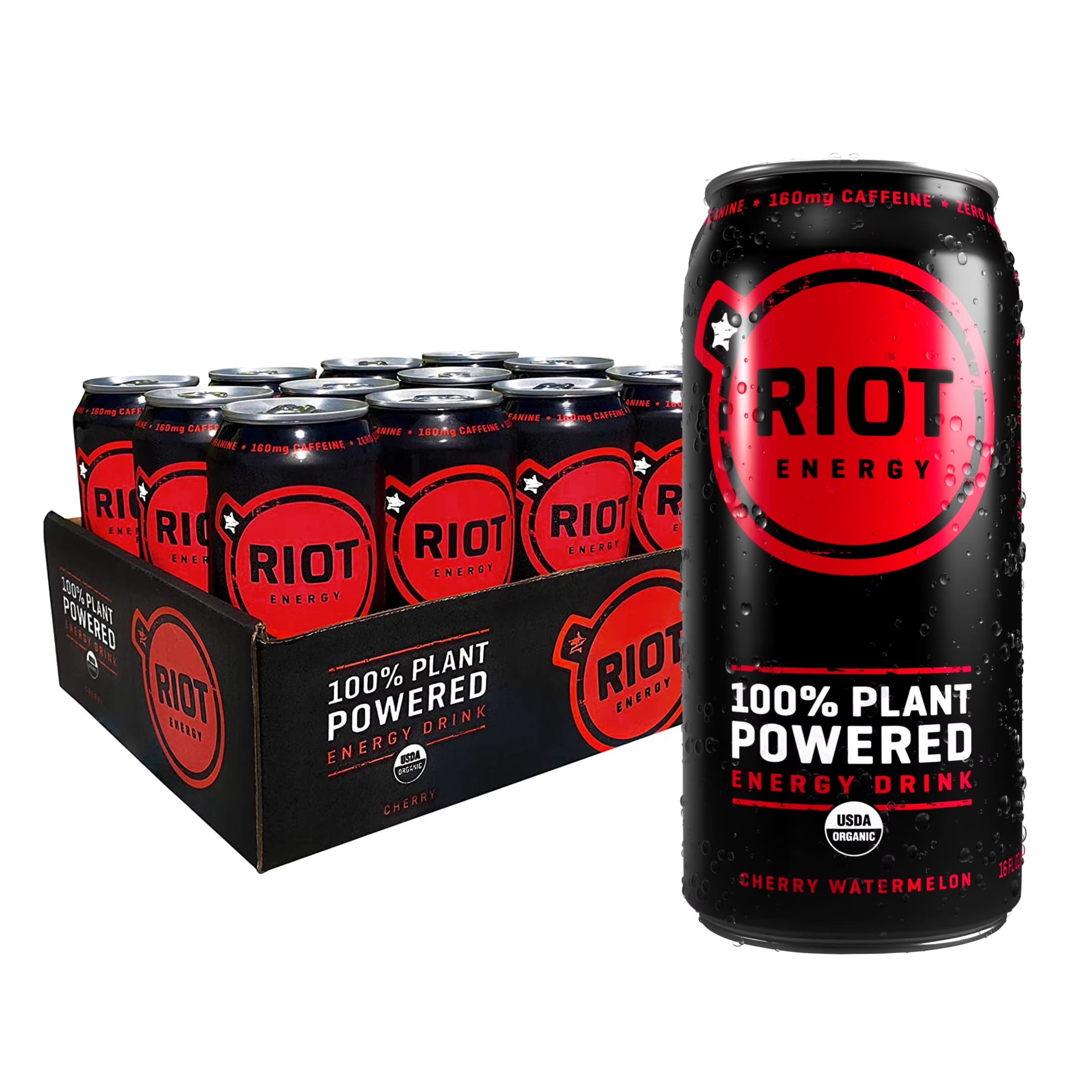 Riot Energy Drink Cherry Watermelon Org, 16 FO. Case of 12